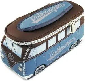 Braun Toiletry and Cosmetic Bag, Blue/Brown