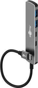 Goobay 79159 USB Type-C Hub with USB 3.2 Gen 1 Type-A and Type-C Ports, 5000 Mbit/s, Grey