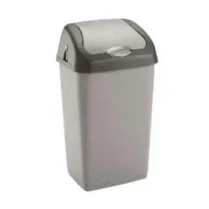 Heidrun Waste Bin 35L with Lid, Grey Plastic