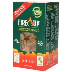FIRE UP Firelighter Cubes, Wood Shavings and Vegetable Wax, 100 Pieces