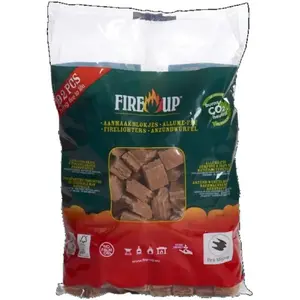 FIRE UP Firelighter Cubes, 192 Pieces, Wood Shavings and Vegetable Wax, 2kg Pack