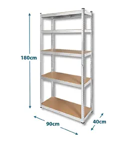 Metāla plaukts Rebel RB-1256, 180x90x40 cm, kravnesība 500 kg, cinkots tērauds