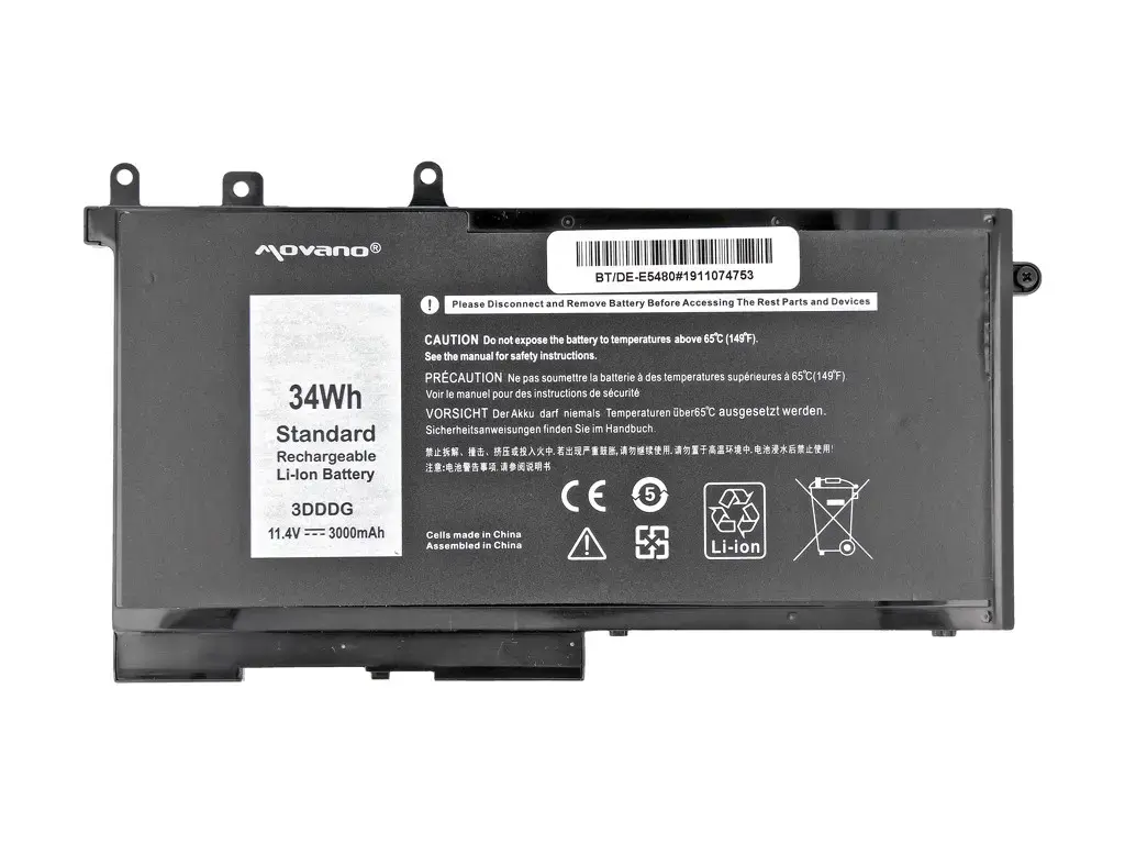 Movano BT/DE-E5480 akumulators Dell Latitude 5280 5480 5495 5580 Photo 5