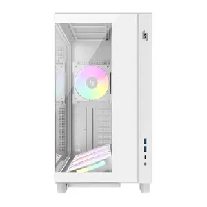 GameMax NEX C53 WH Mid Tower PC Case, White, ATX/Micro-ATX/ITX/BTF Support, Tempered Glass Side Window