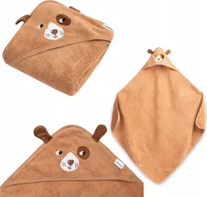 Sensillo Bath Towel with Hood Dog Design 90x90 cm Brown