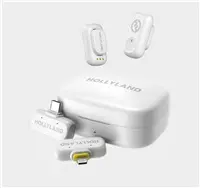 Hollyland LARK A1 Wireless Microphone System Ivory White with USB-C and Lightning Receivers and Charging Case