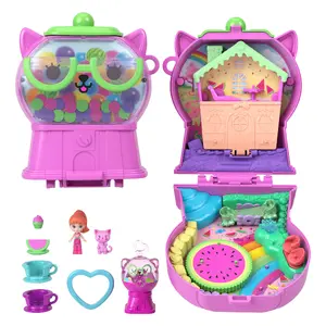 POLLY POCKET Gumball Kitty Compact Playset with 1 Micro Doll Pet Fruit Accessories and Rides