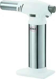 Roesle 12844 Kitchen Torch, Stainless Steel and White, 40 ml Gas Capacity