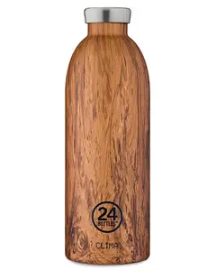 24Bottles Clima izolēta ūdens pudele 850 ml, nerūsējošais tērauds, koka apdare