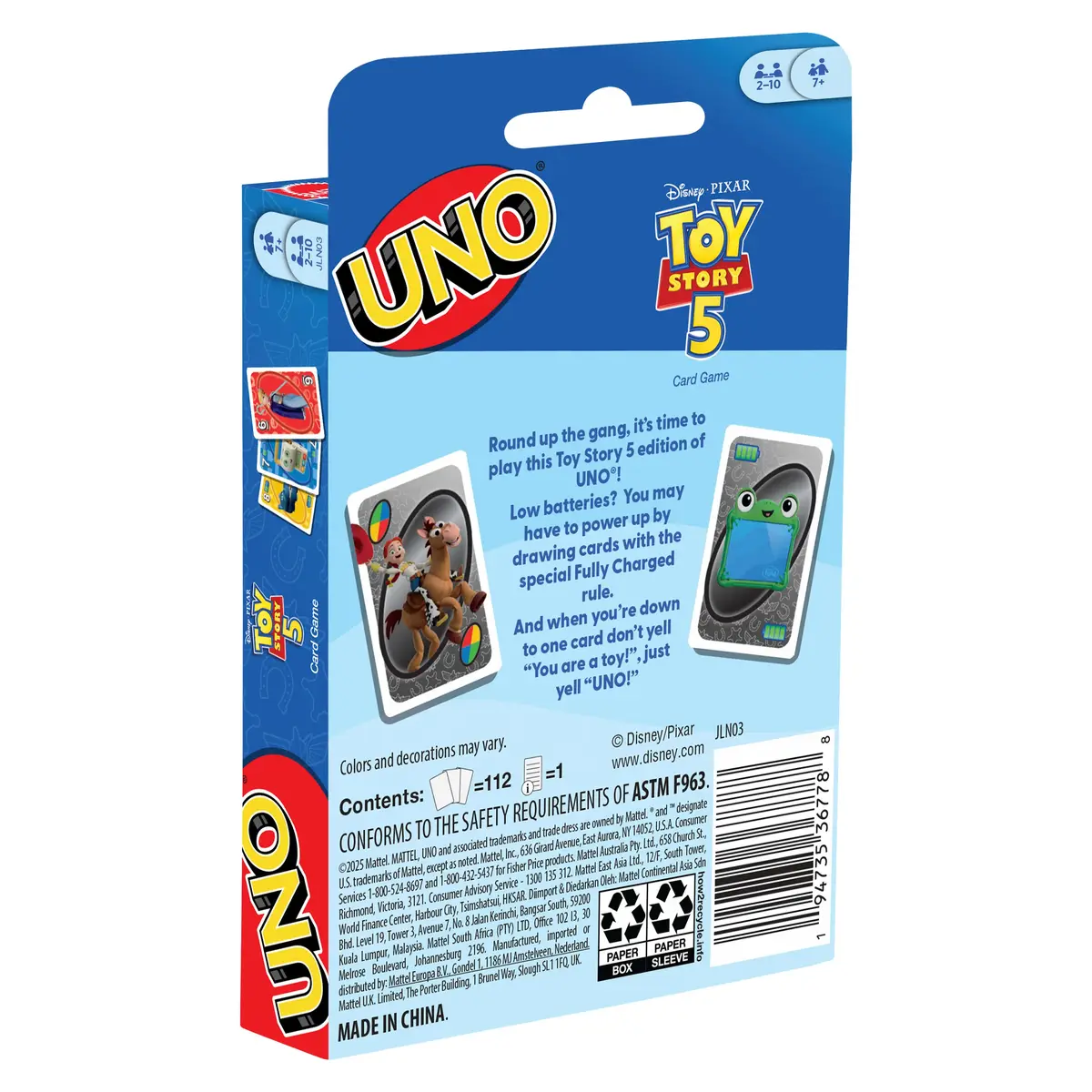 Mattel UNO Disney and Pixar Toy Story 5 Card Game Photo 5