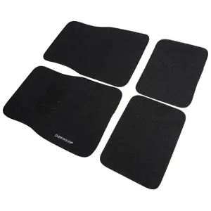 DUNLOP Universal Car Floor Mat Set 4-Piece Black Polypropylene and Rubber