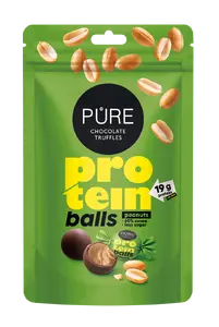 PURE Dark Chocolate Truffles with Protein Peanut Cream Filling 91g