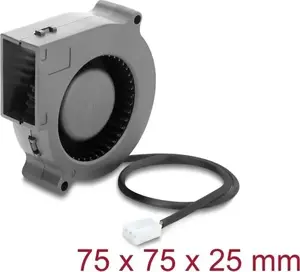 Delock radiālais ventilators 12 V DC 75 x 75 x 25 mm ar 3-pin savienotāju