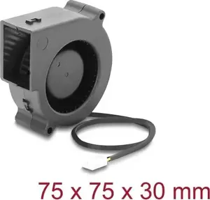 Delock radiālais ventilators 12 V DC 75 x 75 x 30 mm ar 3-pin savienotāju
