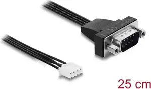Delock seriālais kabelis RS-232 D-Sub 9-pin vīrišķais uz JST XH 4-pin sievišķo 25 cm