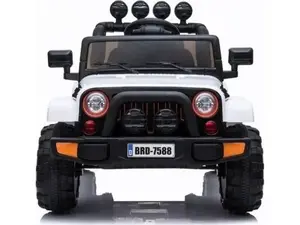 Детский электромобиль Jeep BRD-7588 4x4 со светодиодными фарами, MP3 и пультом дистанционного управления, белый