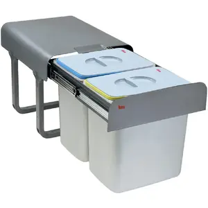Teka ECO EASY 45 Waste Bin, 30 Liters, 2 Compartments, Galvanized Steel, Grey