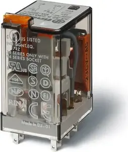 Finder 55.32.9.024.0094 Industrial Relay 2-Pole 10A 24V DC with Test Button and LED Indicator