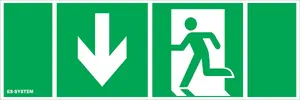 Es-System Emergency Exit Pictogram 100x300 mm, Down-Left Direction