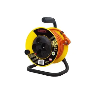 Удлинитель на катушке Elgotech PZB1-40-20Y, 4 розетки, с заземлением, 20 м