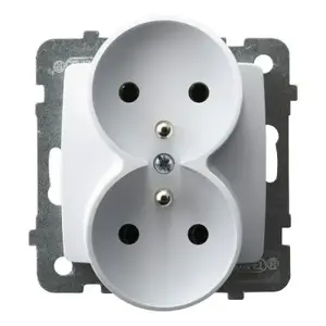 Двойная розетка с заземлением Ospel GP-2SRZ/m/00, белая, 16А, IP20