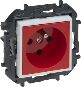Legrand Niloe Step 2P+E Power Socket, Red, with Shutter and Screw Terminals