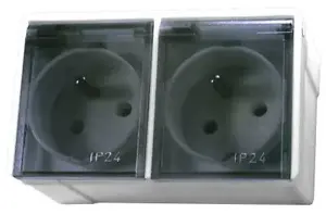 Ospel GNH-2LZ/00/d Double Socket-Outlet, IP44, 16A, White