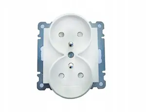 Hager Double Socket Outlet with Earthing for Single or Multiple Frames, White