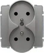 KOS KOS66 Double Socket Outlet with Earthing, Aluminium