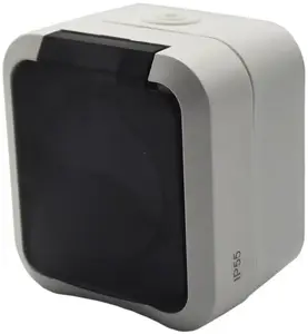 Розетка с заземлением Düwi Aqua Pro IP55 одинарная белая с дымчатой крышкой
