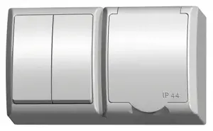 Ospel Fala ZH-Ł2G/00/w Hermetic Double Switch with Single Socket, White