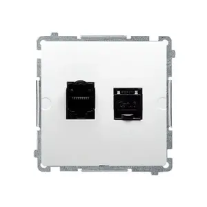 Kontakt-Simon BM62E.01/11 dubultā RJ45 6. kategorijas datu ligzda ar aizvariem, balta