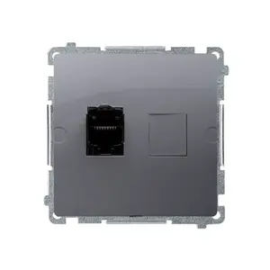 Компьютерная розетка Kontakt-Simon BM61.01/43 RJ45 категория 6 с защитной шторкой, серебристая