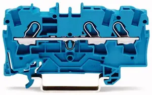 Wago 2004-1304 3-Conductor Through Terminal Block, 4mm², Blue