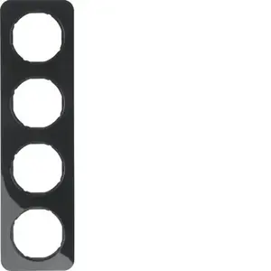 Рамка четверная Berker 10142145 R.1, черный глянцевый