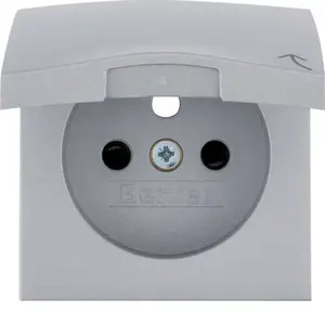 Hager 3965838994 Front Plate for Socket with Cover and Shutter, Aluminum