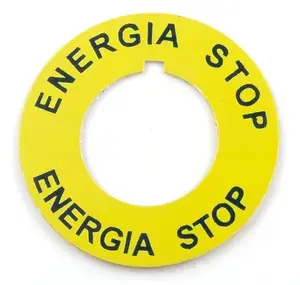 Spamel ST22-4509P02 Round Warning Label 42mm ENERGIA STOP Yellow