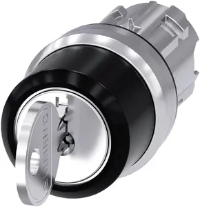 Siemens 3SU1050-4BP61-0AA0 RONIS Key-Operated Switch, 3-Position I>O-II, 22mm