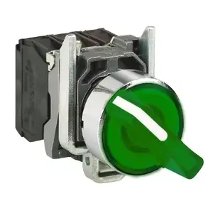 Schneider Electric XB4 2-pozīciju selektorslēdzis, 22mm, zaļš, 1NO+1NC, ar pašatgriešanos