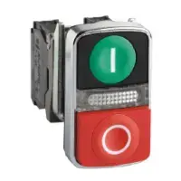 Schneider Electric XB4 Double Pushbutton 22mm Red/Green Illuminated Momentary 1NO+1NC