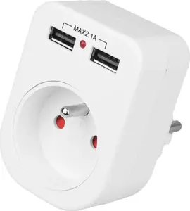 Plastrol R-1USB Socket with Grounding and Dual USB Charger 2.1A