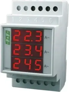 Цифровой трехфазный модульный амперметр FF DMA-3 20A TrueRMS 0-20А, точность 0,5%