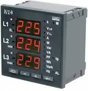 Lumel N14 3-fāžu tīkla mērierīce, strāvas ieeja 5A, sprieguma ieeja 3x230/400V