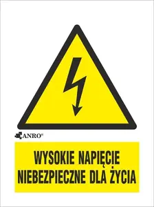 ANRO Warning Sign High Voltage Danger to Life 52 x 74 mm