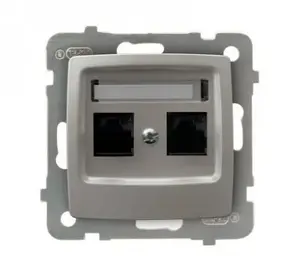 Двойная компьютерная розетка Ospel Karo GPK-2S/K/m/43 RJ45 категории 5e, серебристая