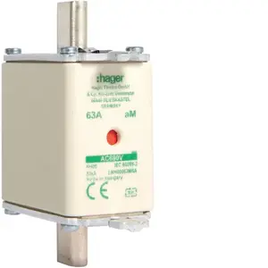 Плавкая вставка Hager LNH00063M6A NH00 aM для защиты двигателей 63А 690В