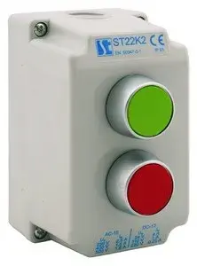 Spamel ST22K2 Control Station 2-Hole Enclosure with Green and Red Flush Push Buttons