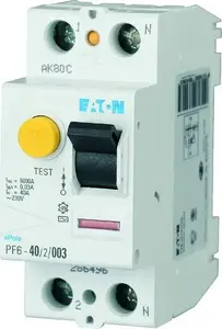 Дифференциальный выключатель Eaton PF6-40/2/01 2P 40A 0,1A тип AC