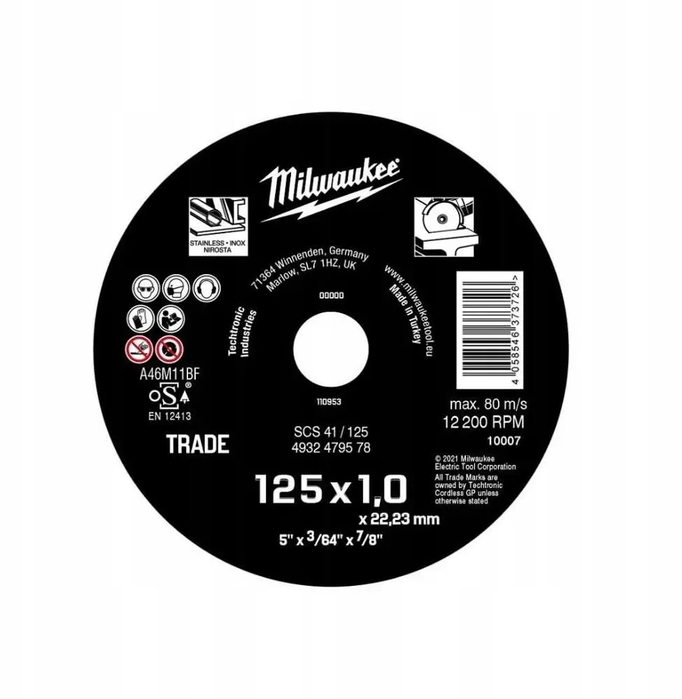 Metāla griezējdisks MILWAUKEE 4932479578 125 x