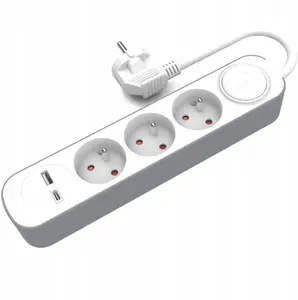 Сетевой удлинитель Plastrol PS-370SWS на 3 розетки с выключателем, портами USB-A и USB-C, 5 м, Schuko